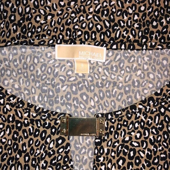 NWOT Michael Kors Leopard Cold Shoulder Blouse - Picture 2 of 3